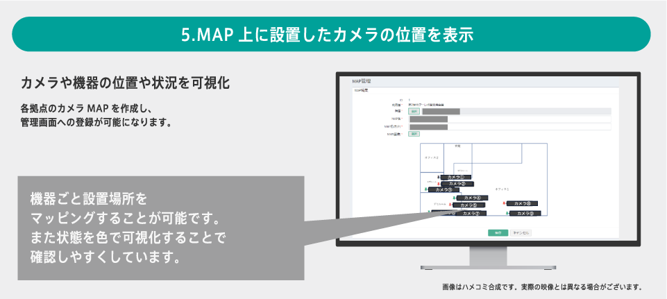 5.MAP上に設置したカメラの位置を表示